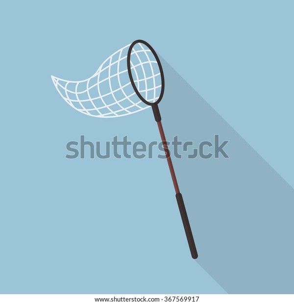 Butterfly net flat icon\
with long shadow