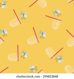 butterfly net flat icon,eps10 seamless pattern background