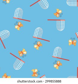 butterfly net flat icon,eps10 seamless pattern background