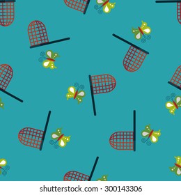 butterfly net flat icon,eps10 seamless pattern background