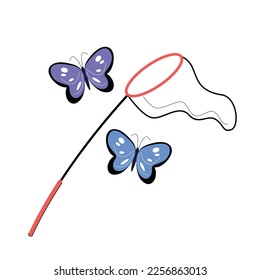 butterfly net flat isolated vector illustration