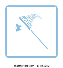 Butterfly net  icon. Blue frame design. Vector illustration.