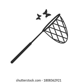 Butterfly net icon isolated on white background. Vector illustration in flat style