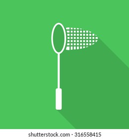 butterfly net icon with long shadow.