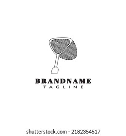 butterfly net logo cartoon icon cute template black modern isolated vector illustration