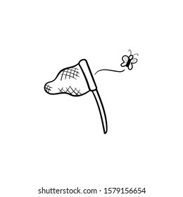 butterfly netting doodle icon vector hand drawing 