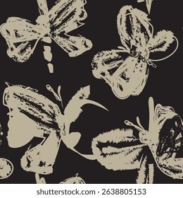 Butterfly Neutral Colour Abstract pattern design for fashion textiles, graphics and crafts