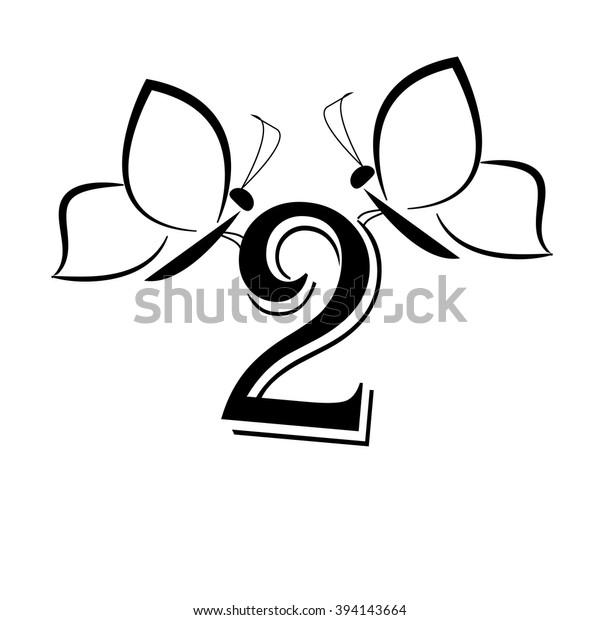 Butterfly Number Two Sketchvector Illustration Stock Vector (Royalty ...