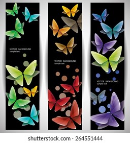 Butterfly on black vector banners