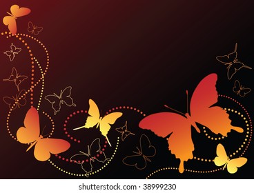  Butterfly on the black. Vector illustration.