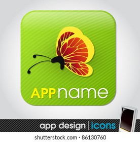 butterfly on the blank app icon for mobile devices