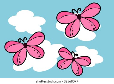 Butterfly on the blue sky - Vector
