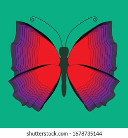 
mariposa en un vector de fondo azul-verde
