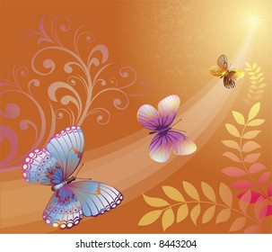 butterfly on brown abstract background