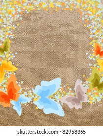 Butterfly on the canvas background