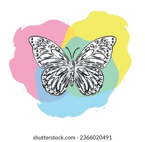 Mariposa sobre fondo colorido, diseño vectorial