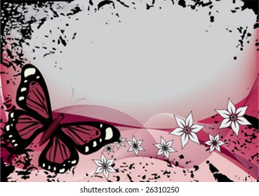 butterfly on decorate background, vector