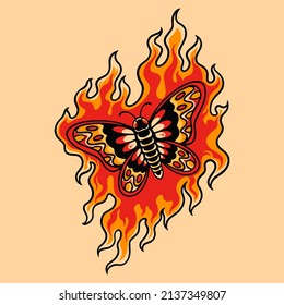 Butterfly On Fire Retro Style for your business or merchandise
