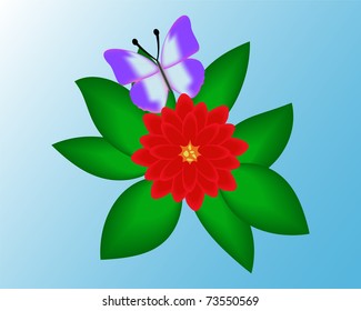 Butterfly on a flower background. Vector illustration.