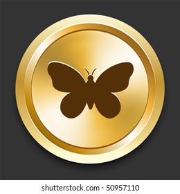 Butterfly on Golden Internet Button Original Illustration