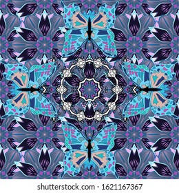 Butterfly on gray, blue and neutral background. Simple feminine pattern for invitation, card, print. Seamless. Vector illustration.