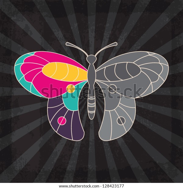 Butterfly On Grunge Background Vector Illustration Stock Vector ...