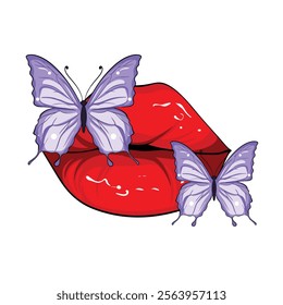 butterfly on lips with a white background