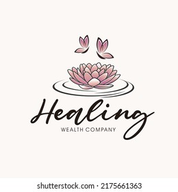 butterfly on lotus flower illustration image