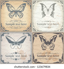 Butterfly on paper background vintage style