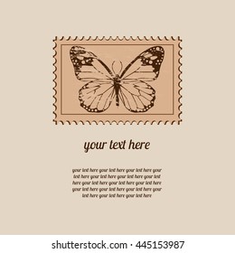 butterfly on a postage stamp. vintage