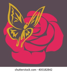 Butterfly on rose