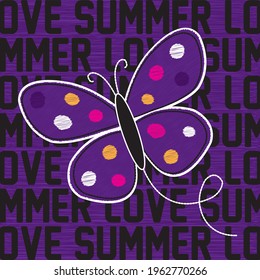 Butterfly on summer love background vector illustration.