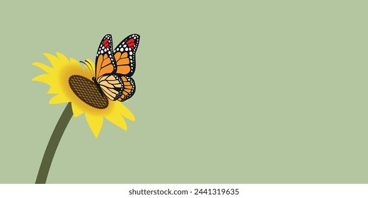 Butterfly on a sunflower, vector image moth