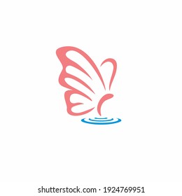 butterfly on water vector icon symbol design