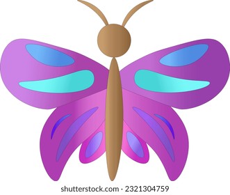Butterfly on a white background, children's drawing.