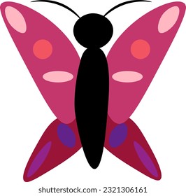 Butterfly on a white background, children's drawing.