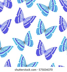 Butterfly on white background. Seamless pattern. Vector illustration.