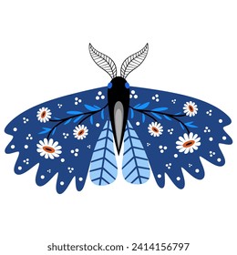 Butterfly on a white background, stylized butterfly, flat style, vector, children's, ornament, modern.