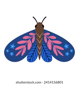 Butterfly on a white background, stylized butterfly, flat style, vector, children's, ornament, modern.