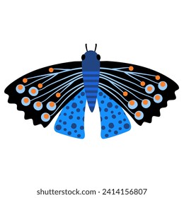 Butterfly on a white background, stylized butterfly, flat style, vector, children's, ornament, modern.