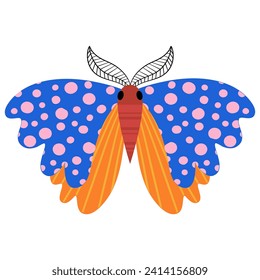 Butterfly on a white background, stylized butterfly, flat style, vector, children's, ornament, modern.