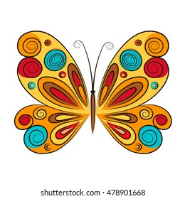 Butterfly on a white background. Vector illustration.