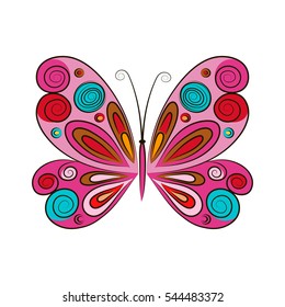Butterfly on a white background. Vector illustration.