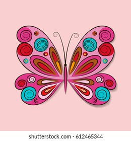 Butterfly on a white background. Vector illustration.