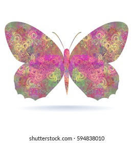 Butterfly on white background. Wings wits abstract  pattern