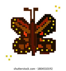 mariposa en un fondo blanco.pixel art.vector ilustración.
