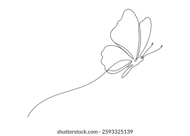 Butterfly in one continuous line. Butterfly abstract simple line art illustration. Minimalist trendy contemporary design perfect for wall art, prints, social media, posters, invitations.
