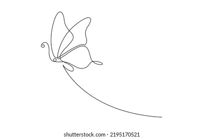 Mariposa en un dibujo de línea continua. Hermosa polilla voladora para el bienestar belleza o el logotipo del salón de spa y el concepto de divisor en un estilo lineal simple. Trazo editable. Ilustración del vector Doodle.