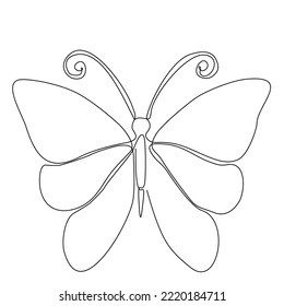 
Butterfly one continuous line drawing element isolated on a white background for a logo or decorative element. one line art