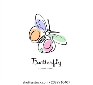 Schmetterling in einer fortlaufenden Linienzeichnung. Schöne Fliegenmotte für Wellness Beauty oder Spa Salon Logo und Divider Konzept in einfachem linearen Stil. Minimalistische Linie Kunst Schmetterling Logo Design.